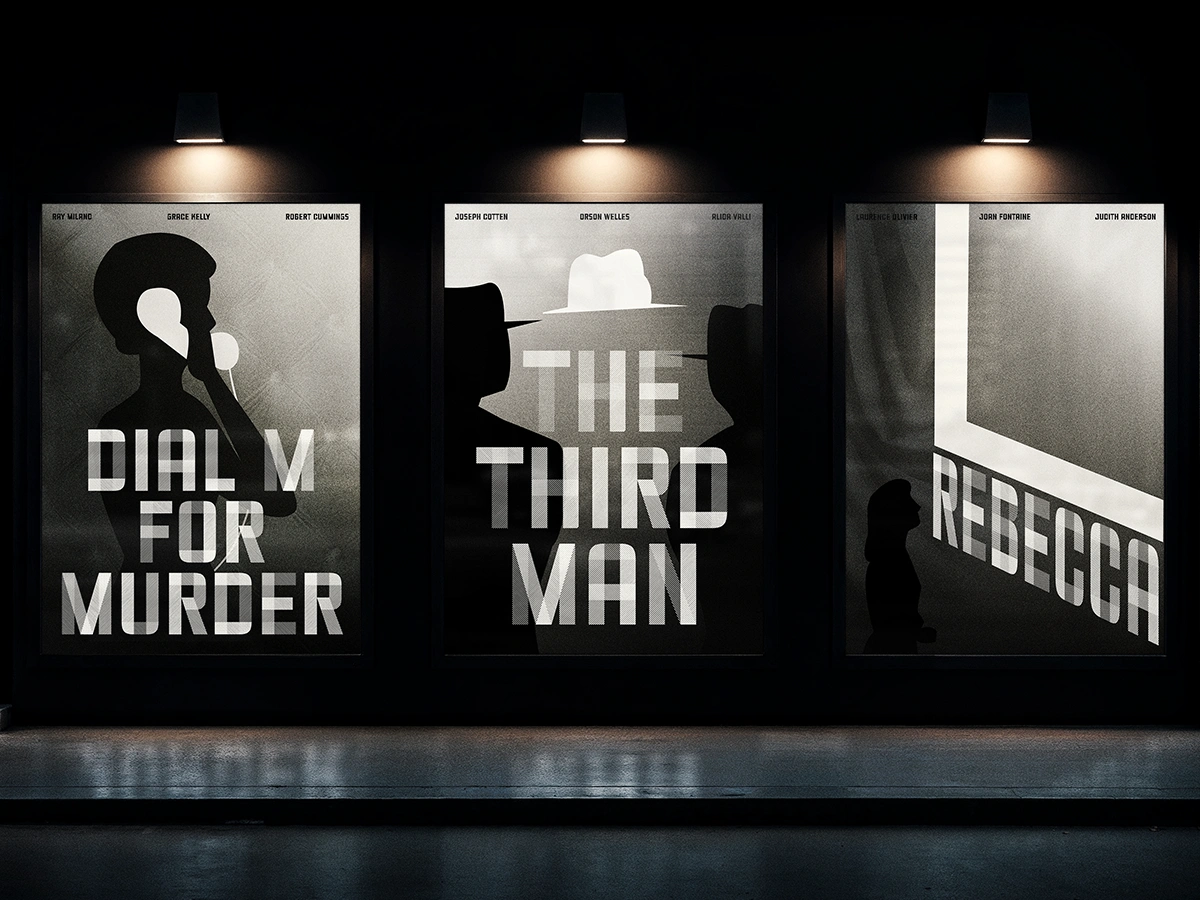 Trois affiches de films dans style minimaliste