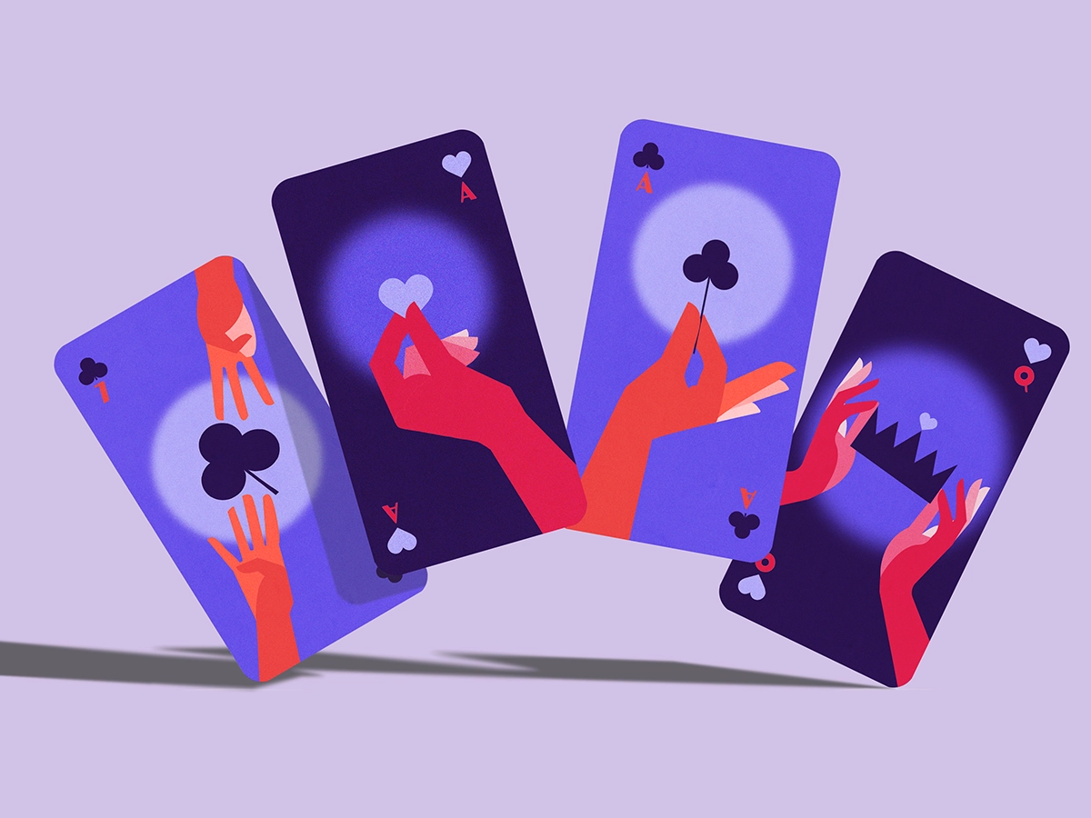 Image du projet Carte à jouer. Réprésente quatre cartes à jouer format tarot